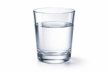 Single drinking glass filled with clear still water isolated on white background