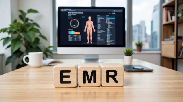 EMR electronic medical record system for patient charts and clinical documentation, supporting hospital workflow with secure access for orders, coding and lab results across care teams