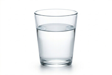Single drinking glass filled with clear still water isolated on white background