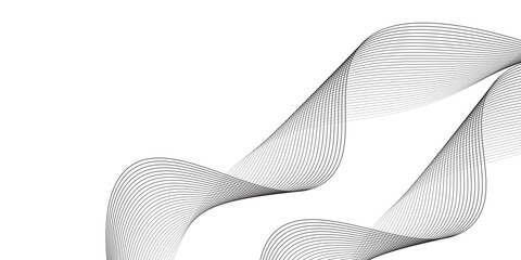 Abstract wave element for design. Digital frequency track equalizer. Stylized line art background. Vector illustration. Wave with lines created using blend tool. Curved wavy line, smooth stripe.