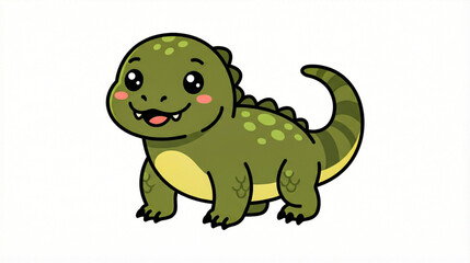 Obraz premium Adorable Komodo Dragon Vector Illustration, Cute Monitor Lizard Cartoon Character for Kids.