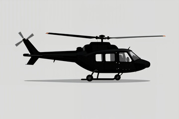 Fototapeta premium Black Helicopter Silhouette Side View Isolated on Light Gray Background Minimalist Vector Illustration for Aviation Transport or Emergency Services Design