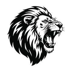 Obraz premium A bold lion illustration roars with majestic mane in graphic design