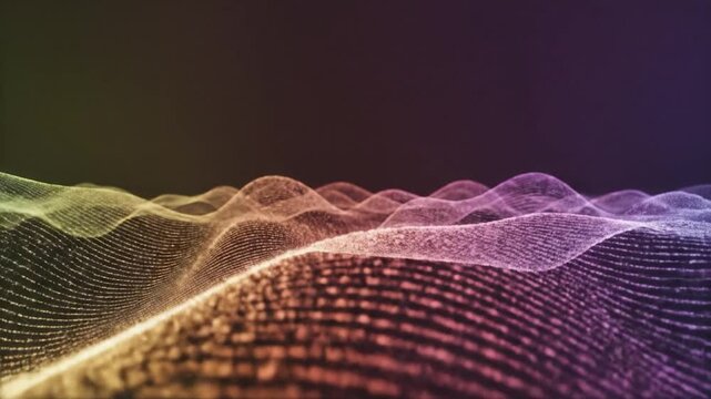 Abstract digital wave pattern with glowing particles creating a futuristic