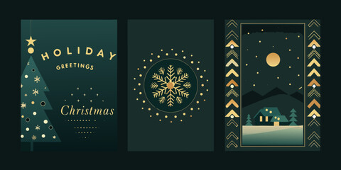 Festive holiday card designs with winter themes and modern aesthetics © Juran