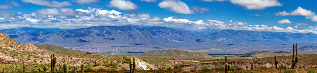 Fototapeta premium The landscape and colorful rock formations of the Quebrada de Cafayate near Salta in Argentina 
