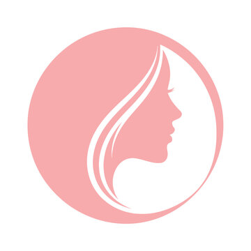 Woman Face Silhouette Logo Design Element.
