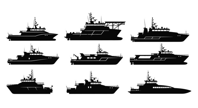 Patrol boat maritime vessel silhouette illustration