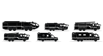 Fire rescue heavy truck silhouette illustration © Pitiyage