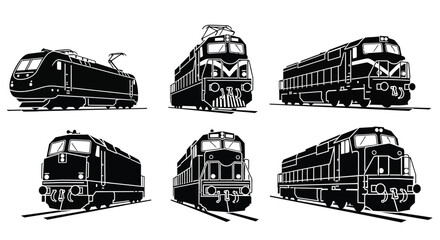 Electric locomotive train silhouette illustration © Pitiyage