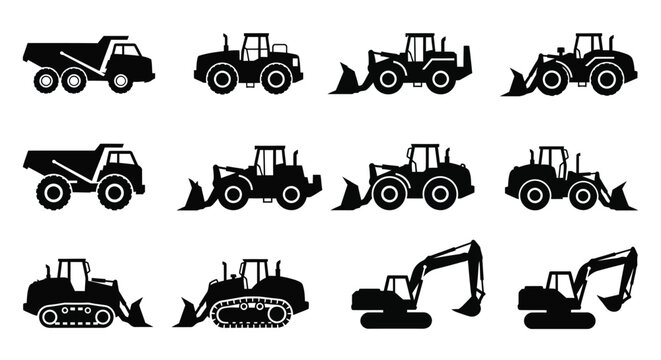 Construction tractor loader bulldozer illustration