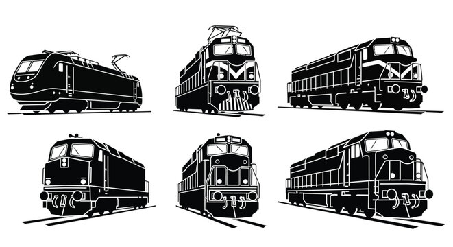 Electric locomotive train silhouette illustration