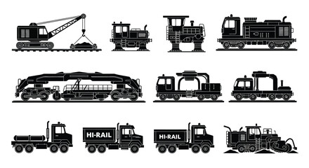 Train locomotive freight rail silhouette illustration © Pitiyage