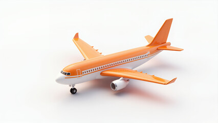 Orange and White Toy Airplane Model Isolated on White Background for Travel Education or Children'S Product Design