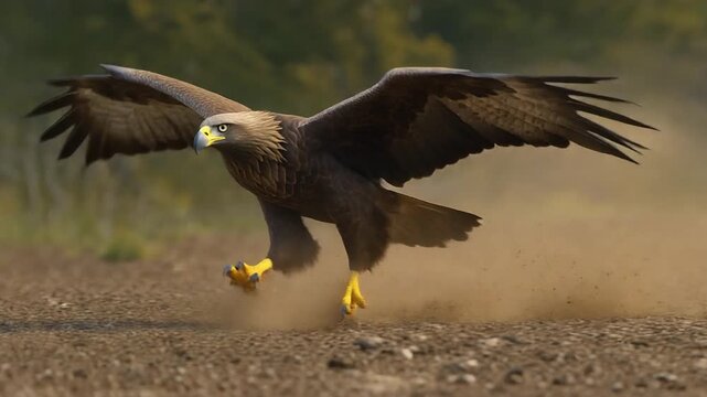 Majestic Eagle Flying with Wings Spread in Natural Habitat