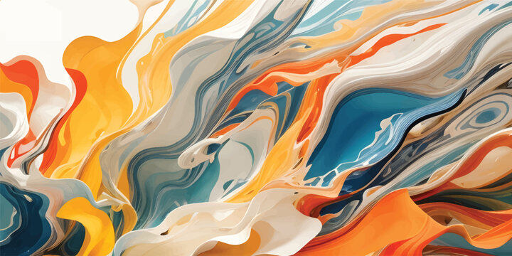Abstract colorful background featuring seamless geometric waves and vibrant orange curves creates a 3d vector texture ideal for a modern artistic wallpaper or textile backdrop design