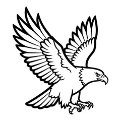 Obraz premium Dynamic illustration of a powerful eagle in mid-flight, showcasing its majestic wingspan and predatory grace, symbolizing freedom and strength in a bold graphic style