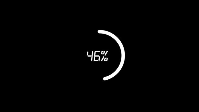 Loading 0&ndash;100 Percent Progress Animation on Dark Background for App UI, Web Interface, Futuristic Status Indicator Design