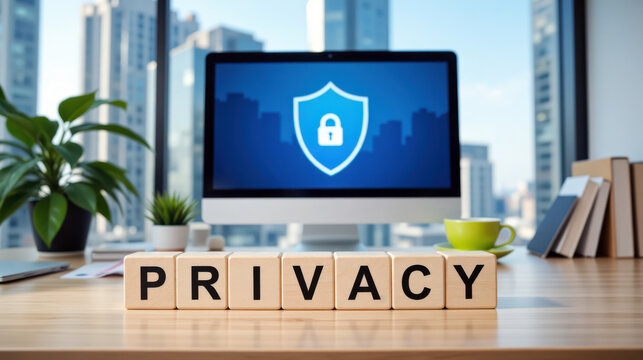 Privacy and data protection message for online accounts, secure access and consent compliance for companies handling personal information, visual for GDPR policy updates and cookie notice pages