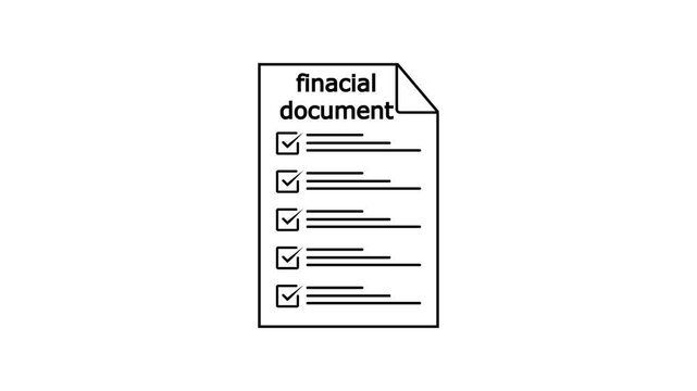 financial document and financial information concept. checklist on white background finance money. 4K animation 