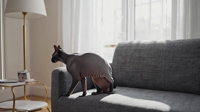 Sphynx cat in a house.