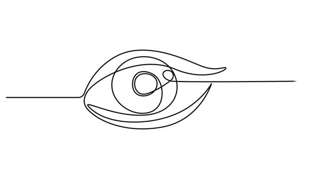 Eye sign in continuous line drawing animation. Single continuous one line art eye animation