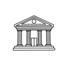 Obraz premium Elegant Classical Building with Columns and Pediments, Architectural Illustration