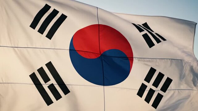 South Korean flag waving in the sky