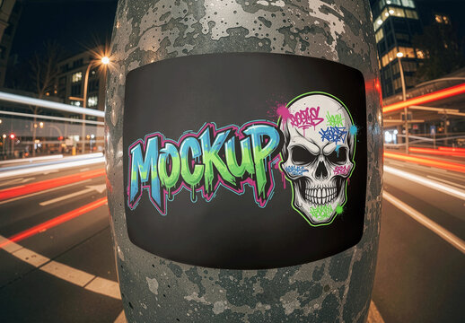 A Sticker Mockup Slapped On A Traffic Light Pole