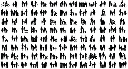 Set of 100 Black People Silhouettes Vector