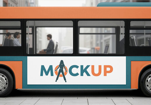 Bus Mockup Stopping Advertisement