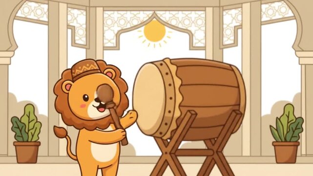 Cute Lion hitting the bedug