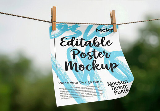 Clothesline Paper Mockup