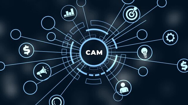 CAM Computer-aided manufacturing industrial technology automation concept.