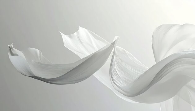 White Fabric Flowing in Air Waves.