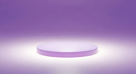 A minimalist purple platform stage with a spotlight effect in the center.