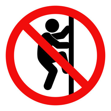 No climb sign, Do not climbing ladder sign, isolated on a white background. Flat vector illustration design.