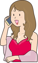 電話をかけるキャバ嬢