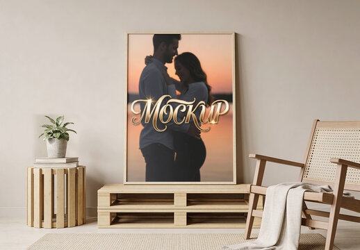Large Poster Pallet Floor Mockup
