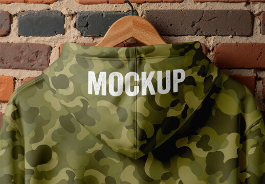 Mockup Back View Of A Plain Hoodie Hanging