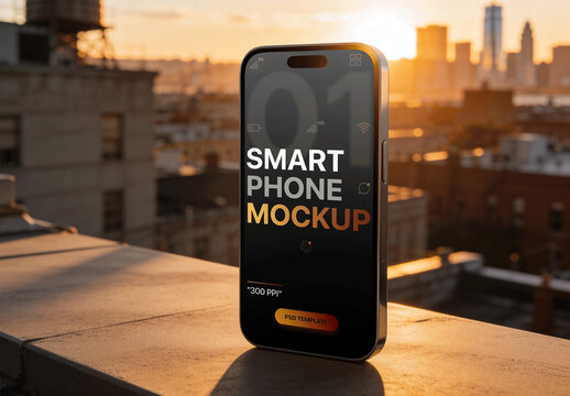 Phone Screen Urban Sunset Mockup