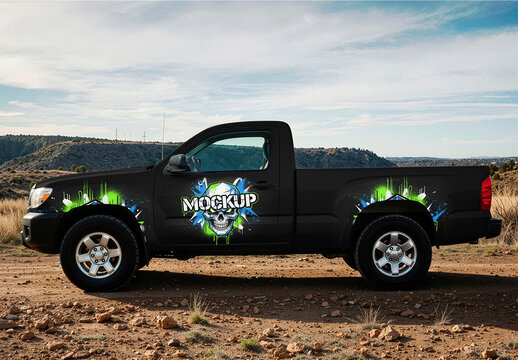 Pickup Truck Mockup Side View