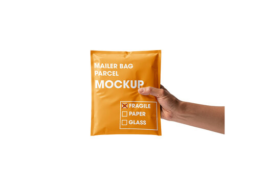 Postage Bag In A Hand Mockup