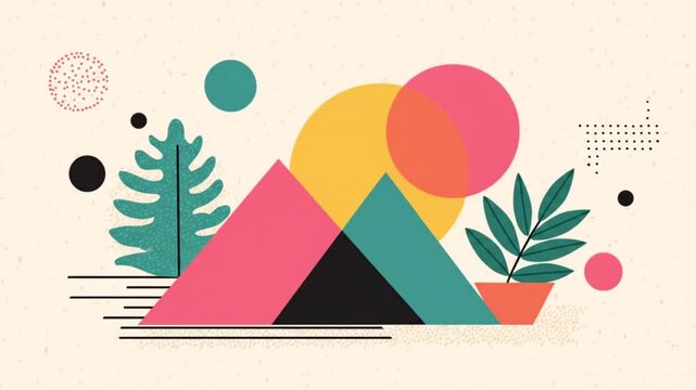 abstract geometric botanical landscape
