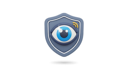 Cartoon eye icon within a shield, representing security and vigilance.