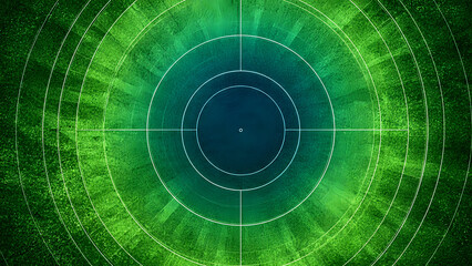 Fototapeta premium High tech radar screen interface with concentric circles and digital noise texture