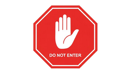 Obraz premium Red Stop Sign with White Hand Symbol and Prohibition Signage on Plain Background from Direct Viewpoint