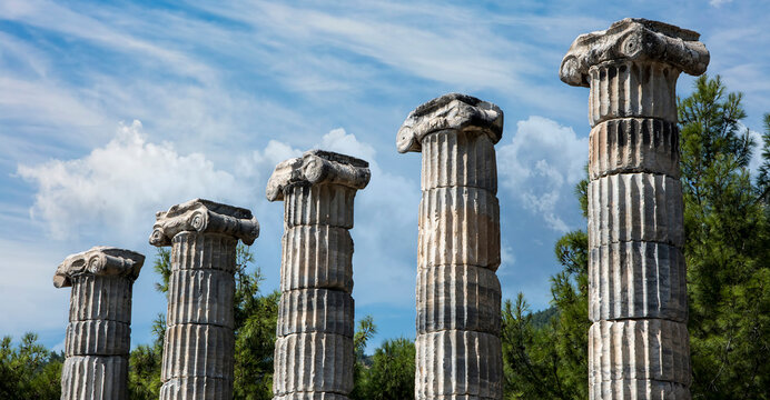 Ruins of the Temple of Athena of Ancient Greek City of Priene, Turkey / Aydin