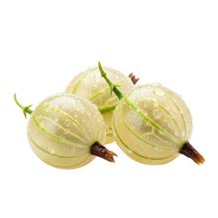 Three Gooseberries With Water Droplets Isolated