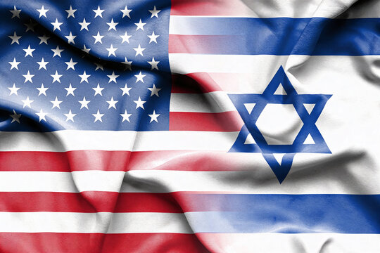 The flags of Israel and The USA together.